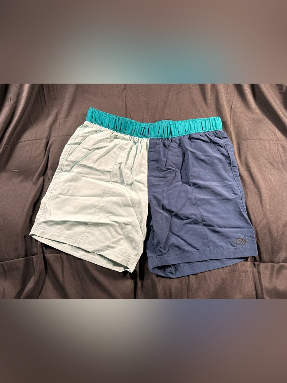 The North Face Men’s Class V Pull On Shorts Mint Green And Navy Blue Large NWT
